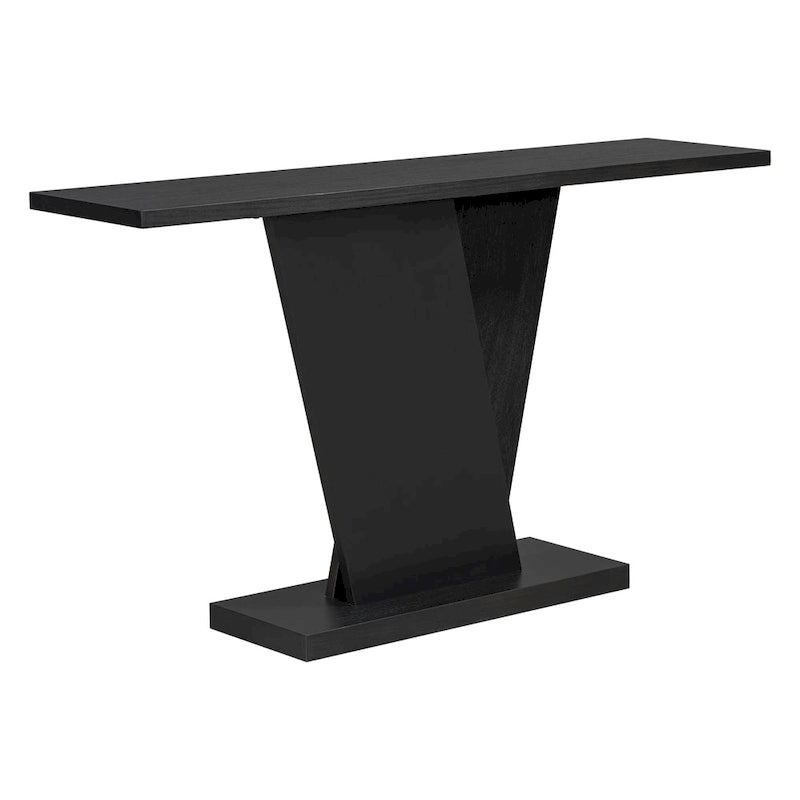 Elegant Console Table with Natural Wood Veneer and V-Base Design