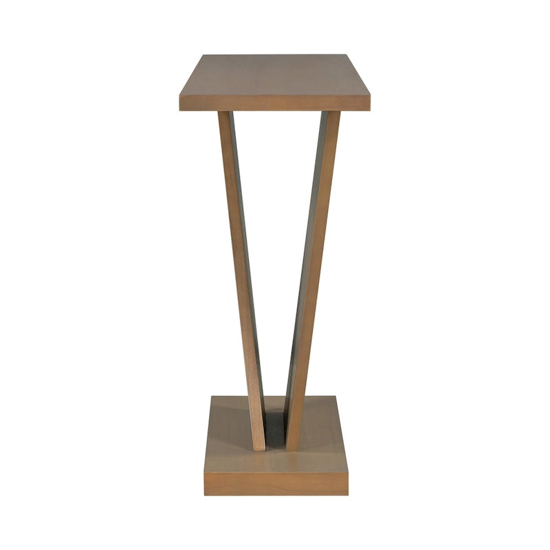 Elegant Console Table with Natural Wood Veneer and V-Base Design