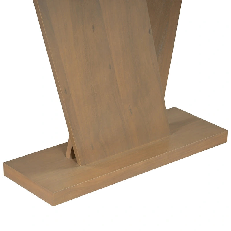 Elegant Console Table with Natural Wood Veneer and V-Base Design