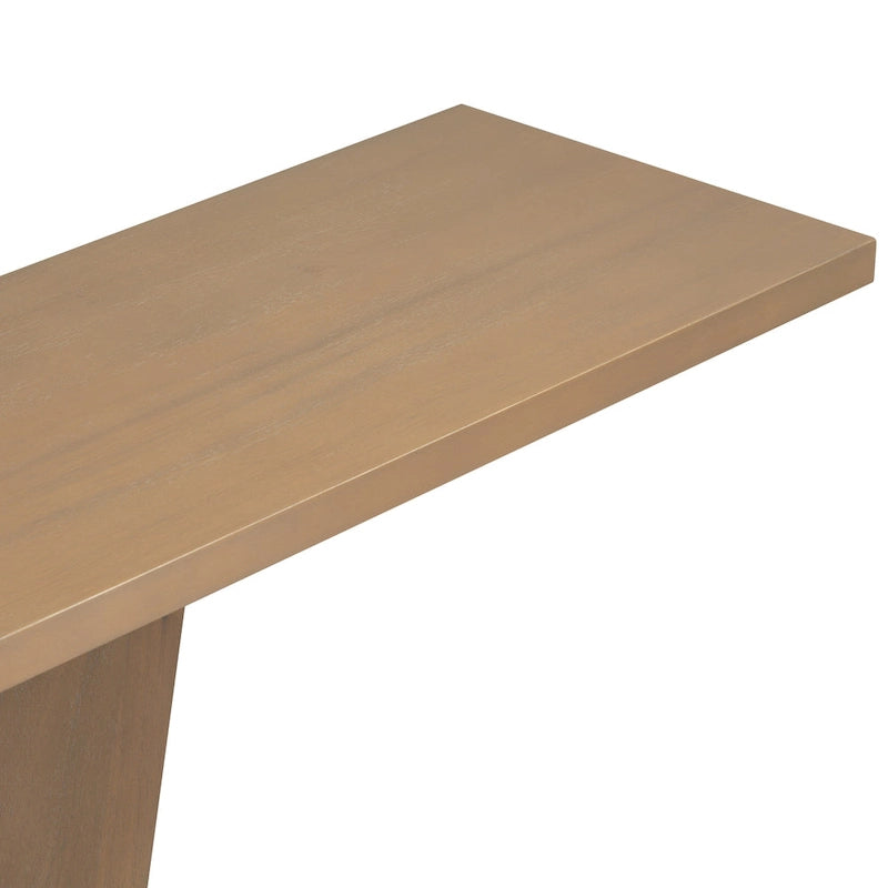 Elegant Console Table with Natural Wood Veneer and V-Base Design