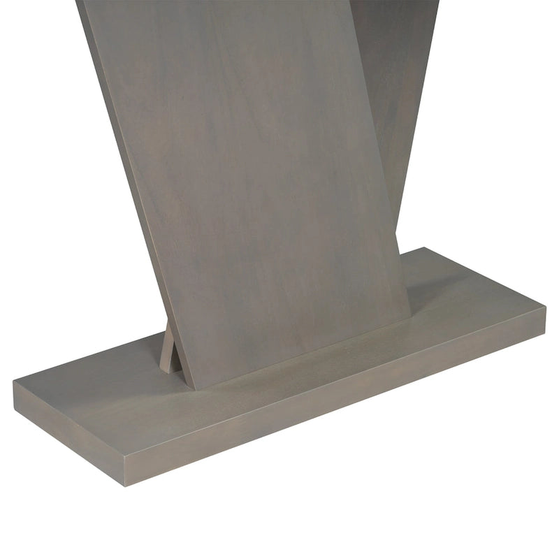 Elegant Console Table with Natural Wood Veneer and V-Base Design