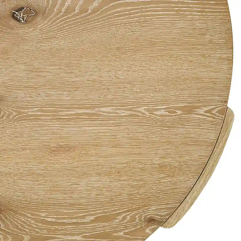 Round Oak Wood Coffee Table with Curved Plinth Legs Natural Finish
