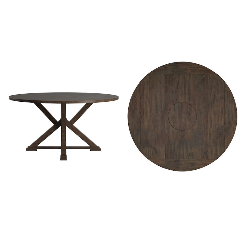 Espresso Convertible Drop Leaf Dining Table with Lazy Susan
