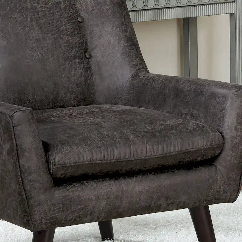 Mid-Century Button Tufted Barrel Accent Chair with Tapered Wood Legs