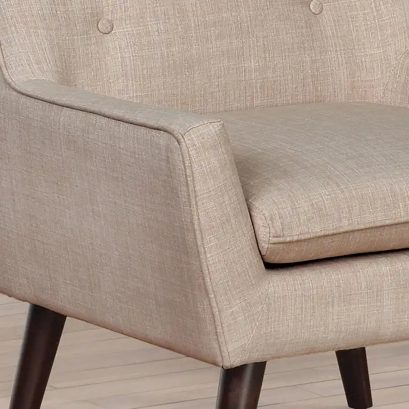 Mid-Century Button Tufted Barrel Accent Chair with Tapered Wood Legs