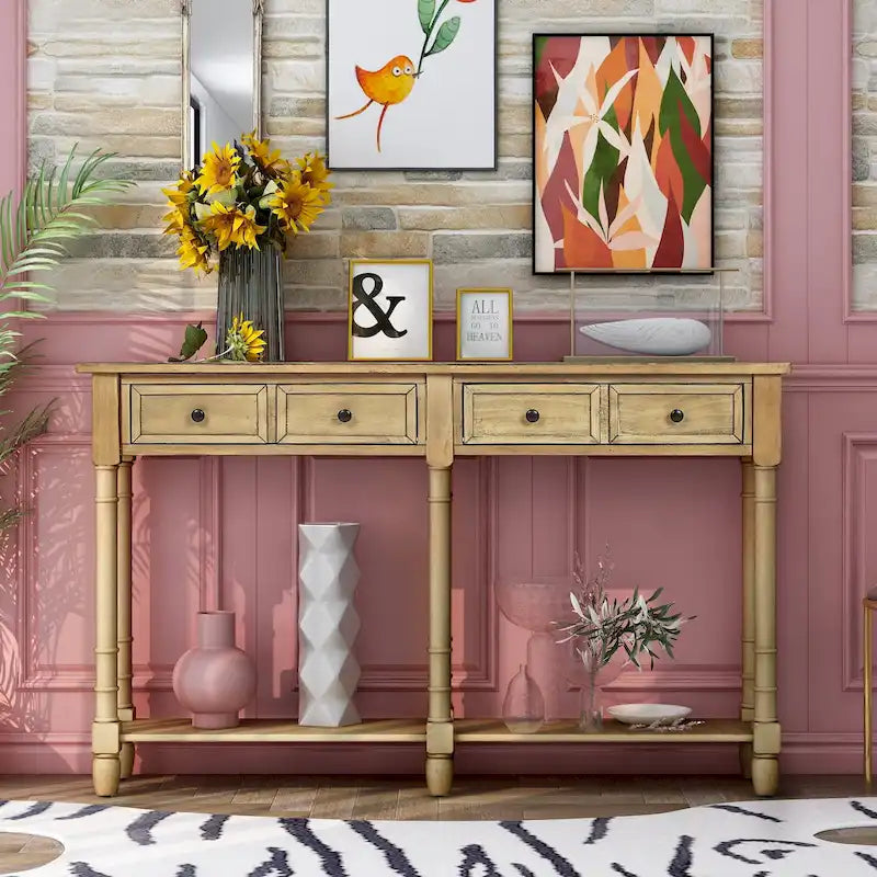 Console Table Sofa Table with Two Storage Drawers