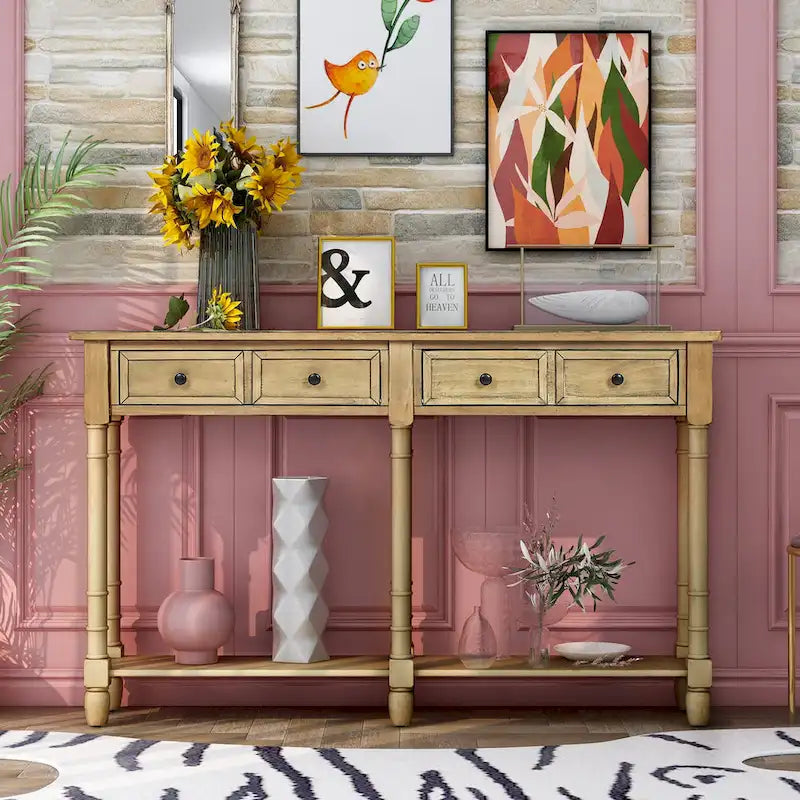 Console Table Sofa Table with Two Storage Drawers