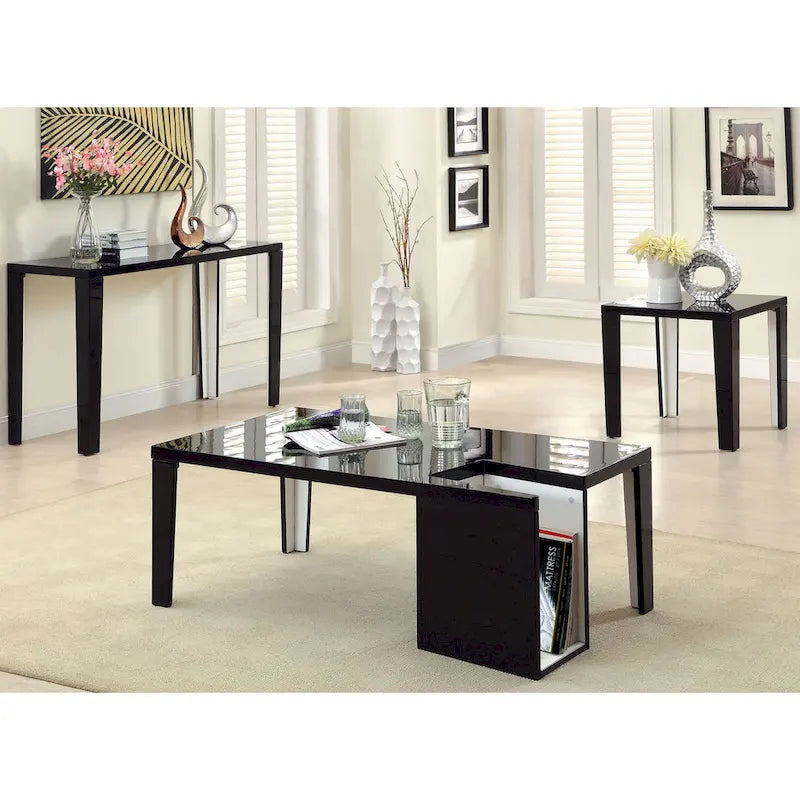 High Gloss Duotone Modern Coffee Table with Storage Compartment