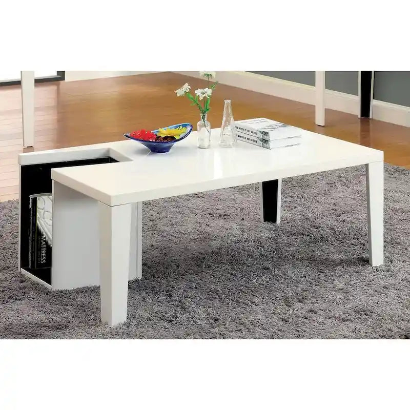 High Gloss Duotone Modern Coffee Table with Storage Compartment