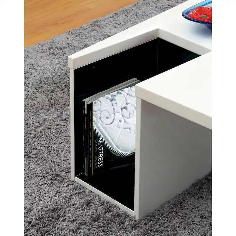 High Gloss Duotone Modern Coffee Table with Storage Compartment