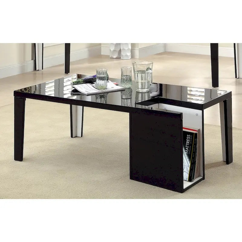 High Gloss Duotone Modern Coffee Table with Storage Compartment
