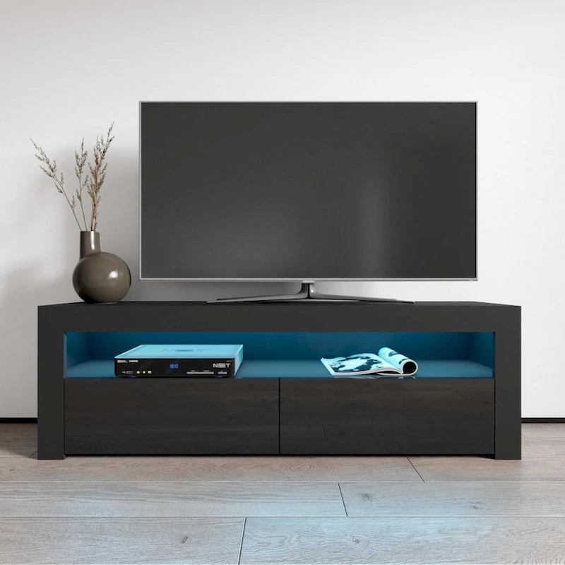 Modern 16-Color LED TV Stand with High Gloss Finish and Storage