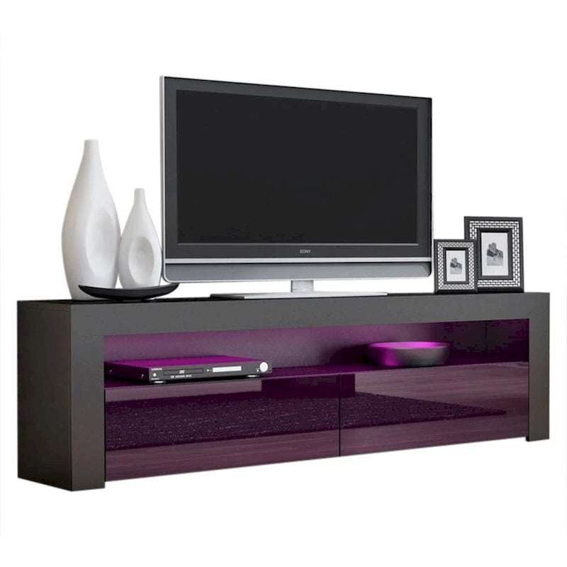 Modern 16-Color LED TV Stand with High Gloss Finish and Storage