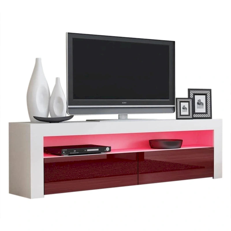 Modern 16-Color LED TV Stand with High Gloss Finish and Storage