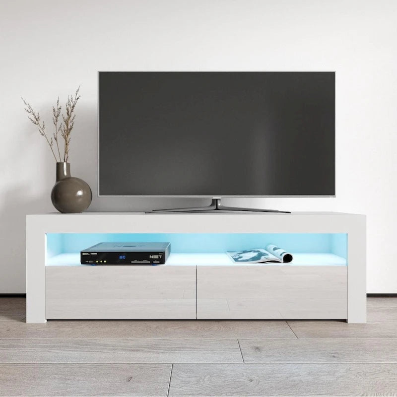 Modern 16-Color LED TV Stand with High Gloss Finish and Storage