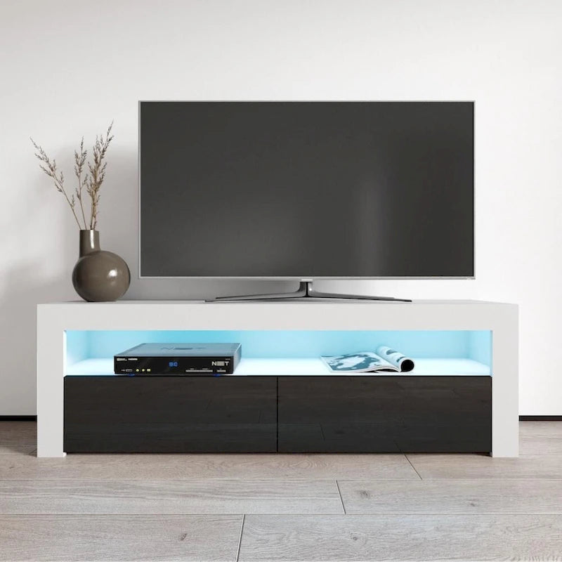 Modern 16-Color LED TV Stand with High Gloss Finish and Storage