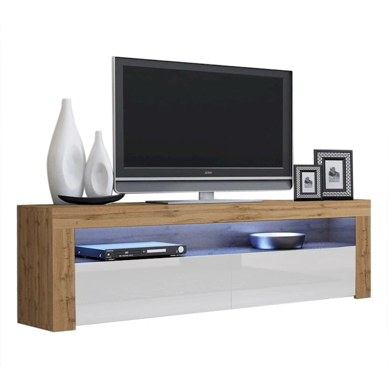 Modern 16-Color LED TV Stand with High Gloss Finish and Storage