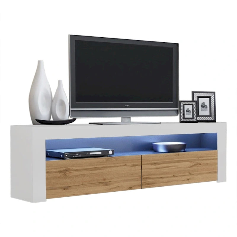 Modern 16-Color LED TV Stand with High Gloss Finish and Storage