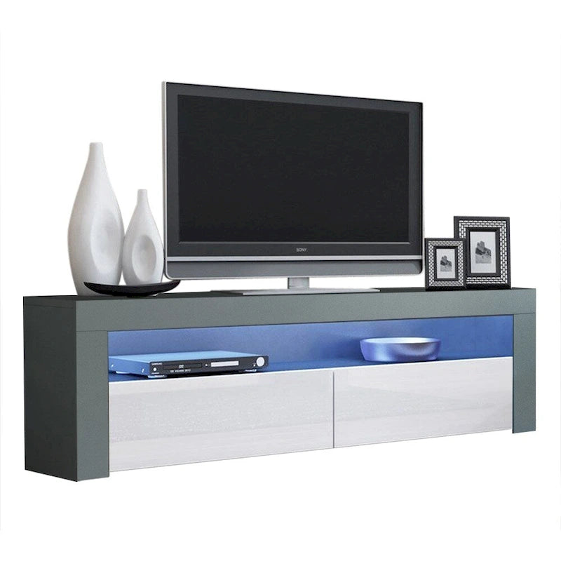 Modern 16-Color LED TV Stand with High Gloss Finish and Storage