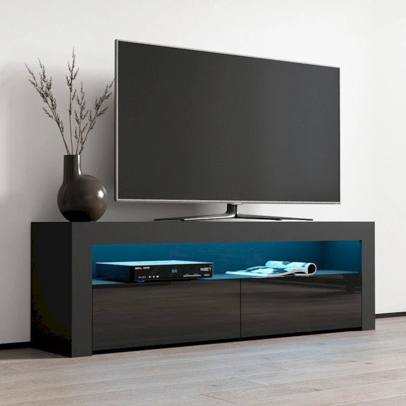 Modern 16-Color LED TV Stand with High Gloss Finish and Storage