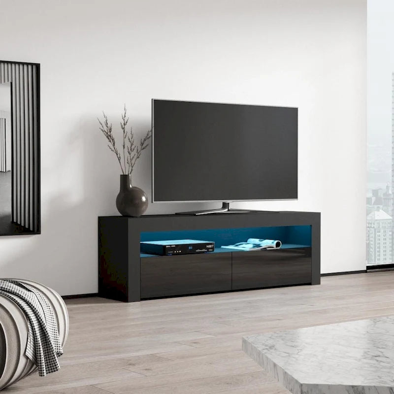 Modern 16-Color LED TV Stand with High Gloss Finish and Storage