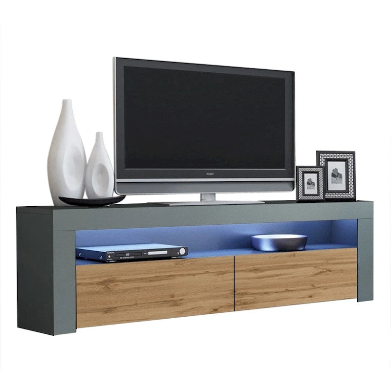 Modern 16-Color LED TV Stand with High Gloss Finish and Storage