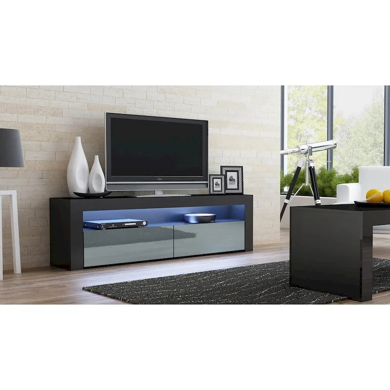 Modern 16-Color LED TV Stand with High Gloss Finish and Storage