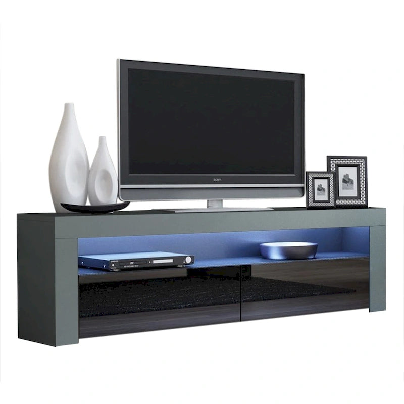 Modern 16-Color LED TV Stand with High Gloss Finish and Storage