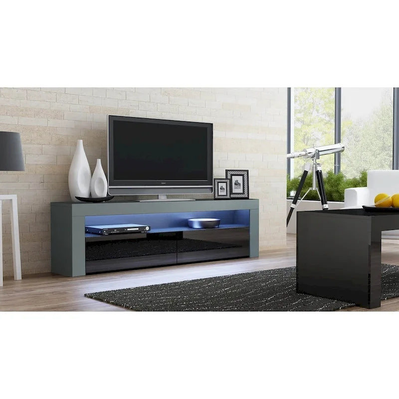 Modern 16-Color LED TV Stand with High Gloss Finish and Storage