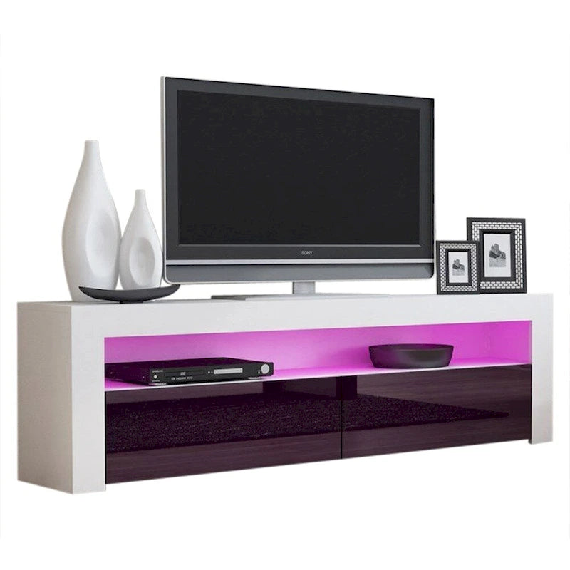Modern 16-Color LED TV Stand with High Gloss Finish and Storage