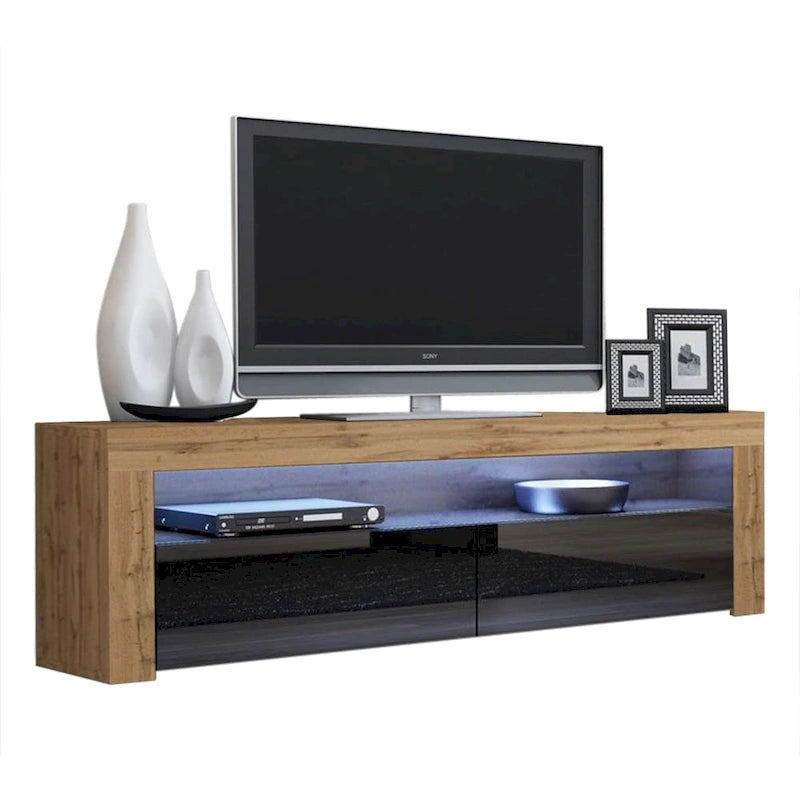 Modern 16-Color LED TV Stand with High Gloss Finish and Storage