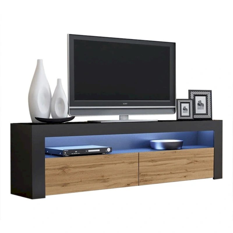 Modern 16-Color LED TV Stand with High Gloss Finish and Storage