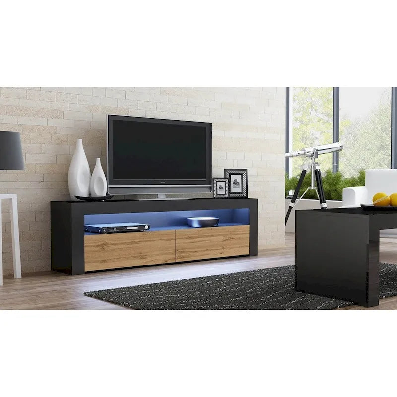 Modern 16-Color LED TV Stand with High Gloss Finish and Storage