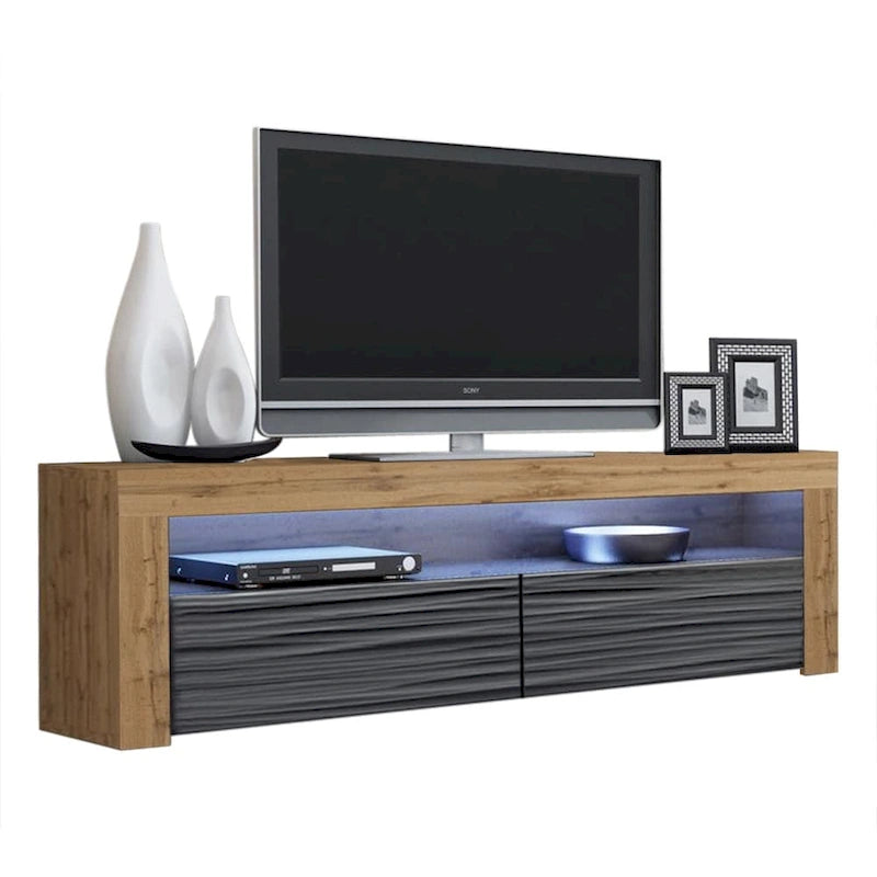 Modern 16-Color LED TV Stand with High Gloss Finish and Storage