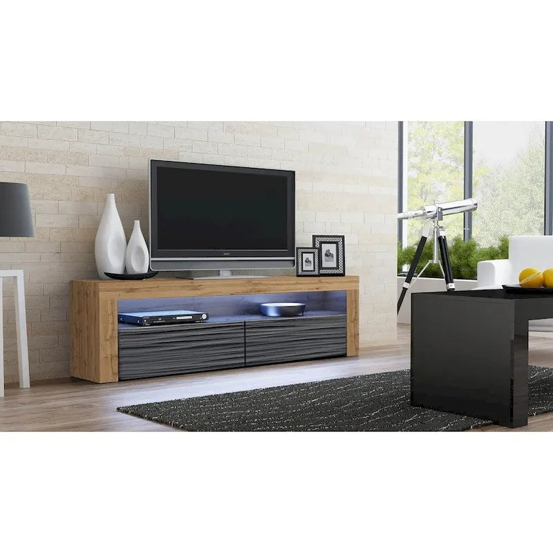 Modern 16-Color LED TV Stand with High Gloss Finish and Storage