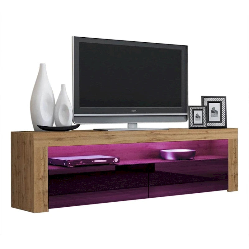 Modern 16-Color LED TV Stand with High Gloss Finish and Storage