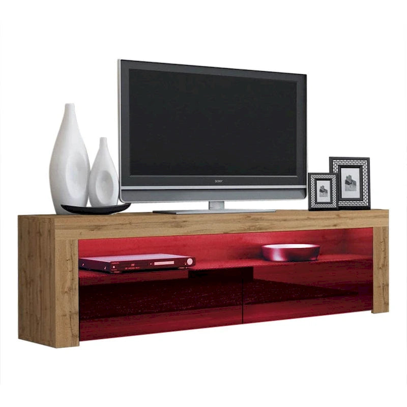 Modern 16-Color LED TV Stand with High Gloss Finish and Storage
