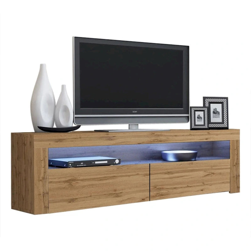 Modern 16-Color LED TV Stand with High Gloss Finish and Storage