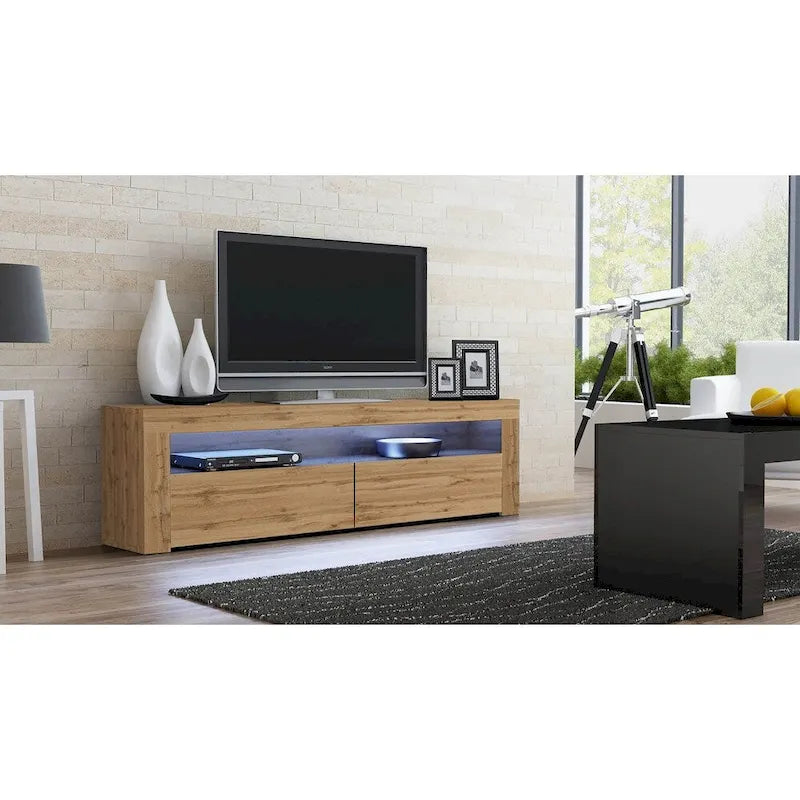 Modern 16-Color LED TV Stand with High Gloss Finish and Storage