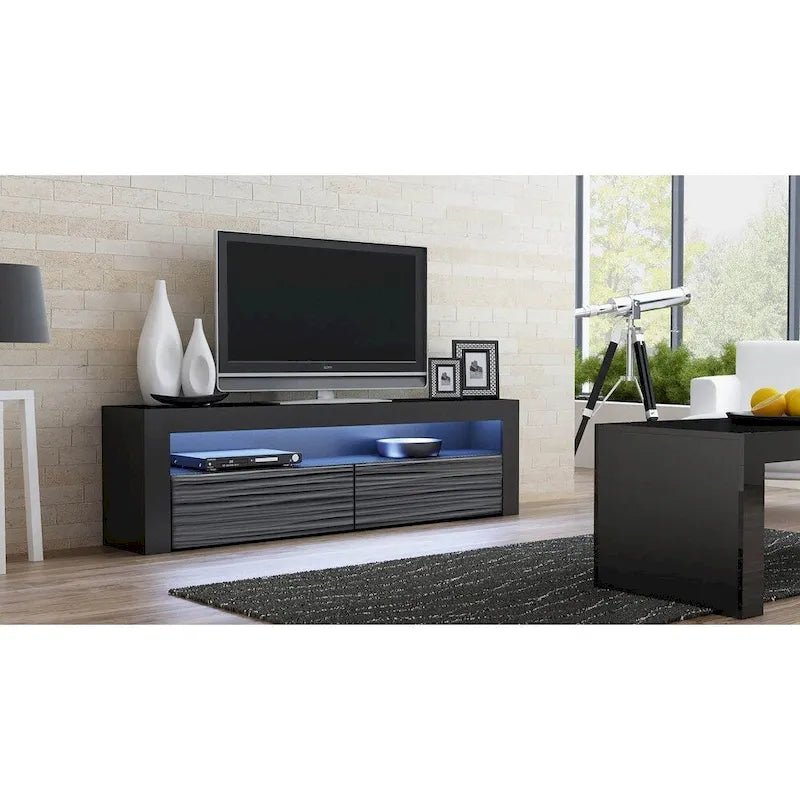Modern 16-Color LED TV Stand with High Gloss Finish and Storage