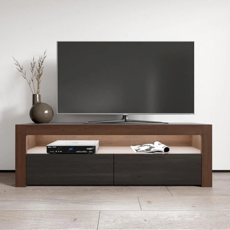 Modern 16-Color LED TV Stand with High Gloss Finish and Storage