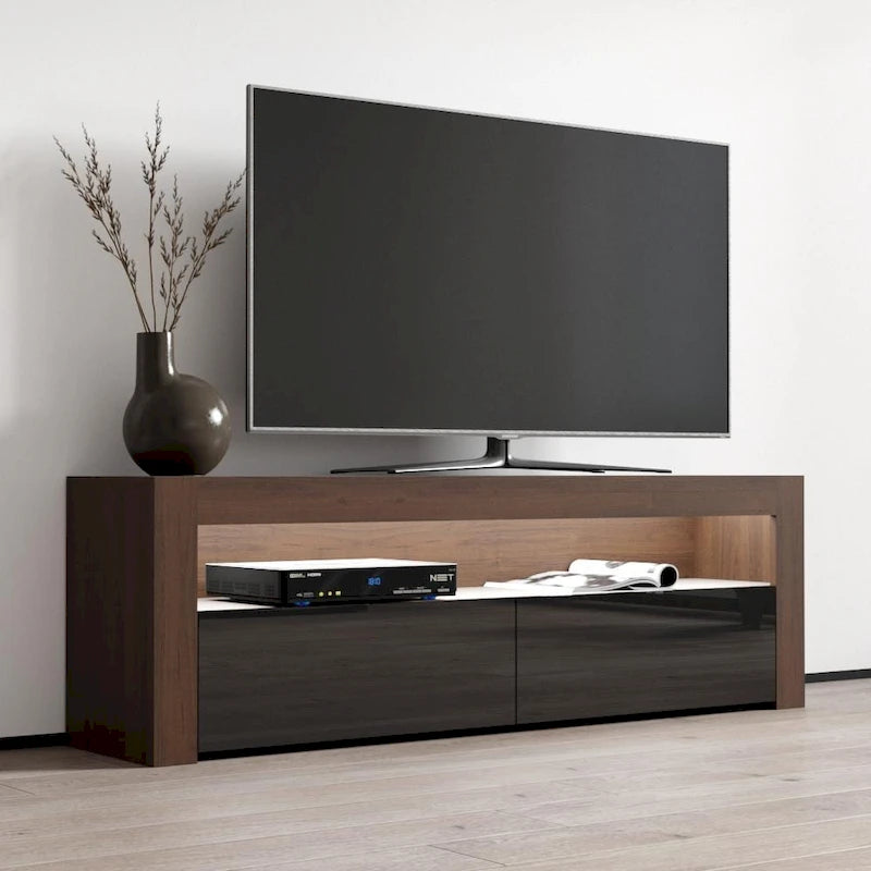 Modern 16-Color LED TV Stand with High Gloss Finish and Storage