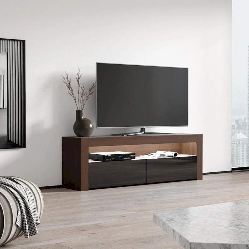 Modern 16-Color LED TV Stand with High Gloss Finish and Storage