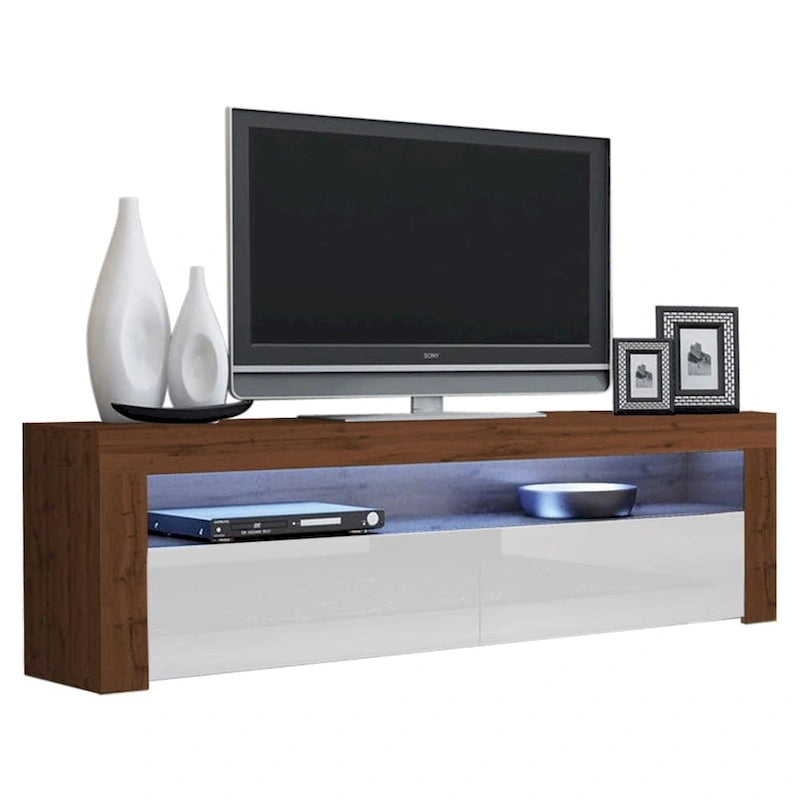 Modern 16-Color LED TV Stand with High Gloss Finish and Storage