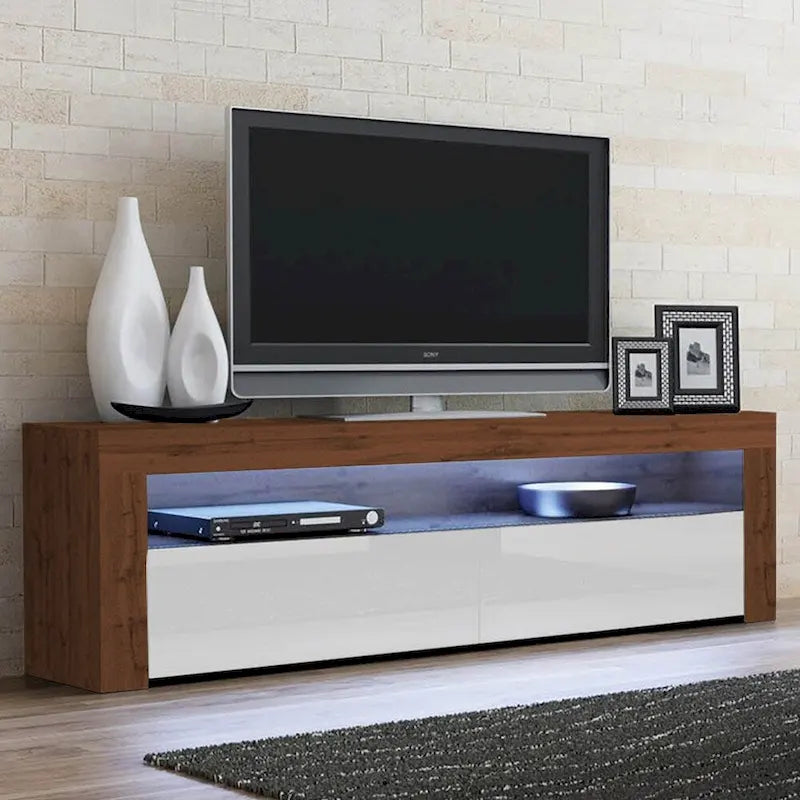 Modern 16-Color LED TV Stand with High Gloss Finish and Storage