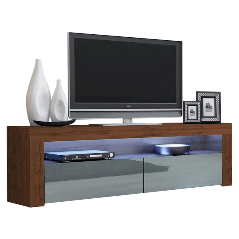 Modern 16-Color LED TV Stand with High Gloss Finish and Storage