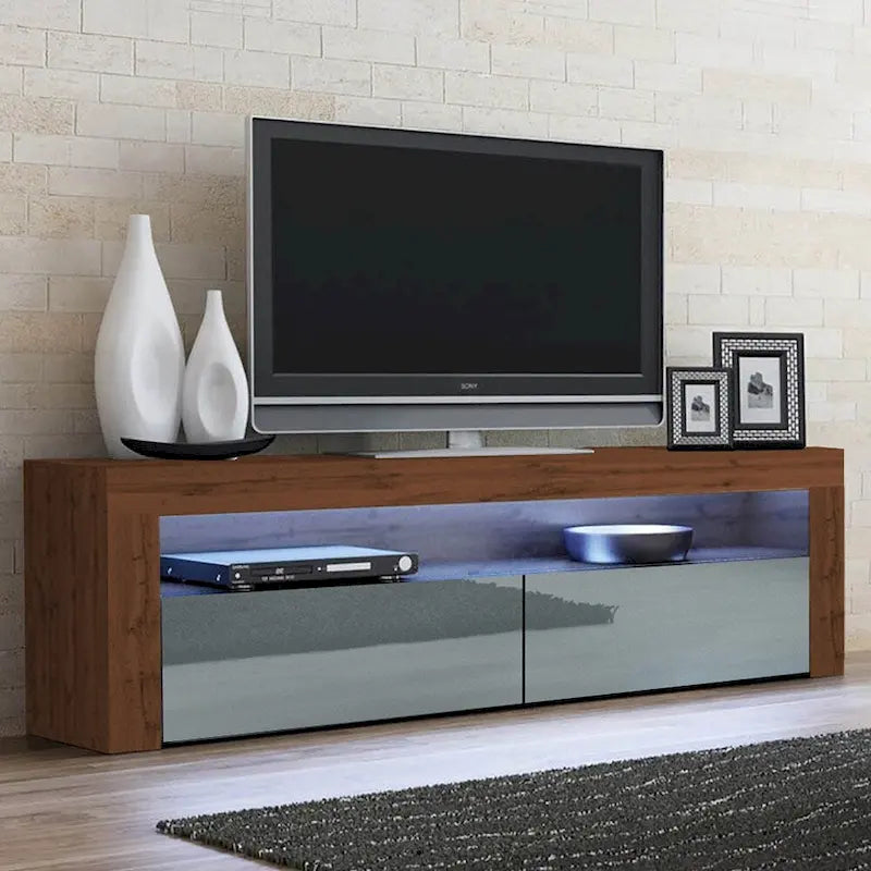 Modern 16-Color LED TV Stand with High Gloss Finish and Storage