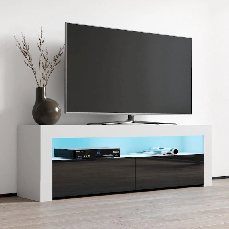 Modern 16-Color LED TV Stand with High Gloss Finish and Storage