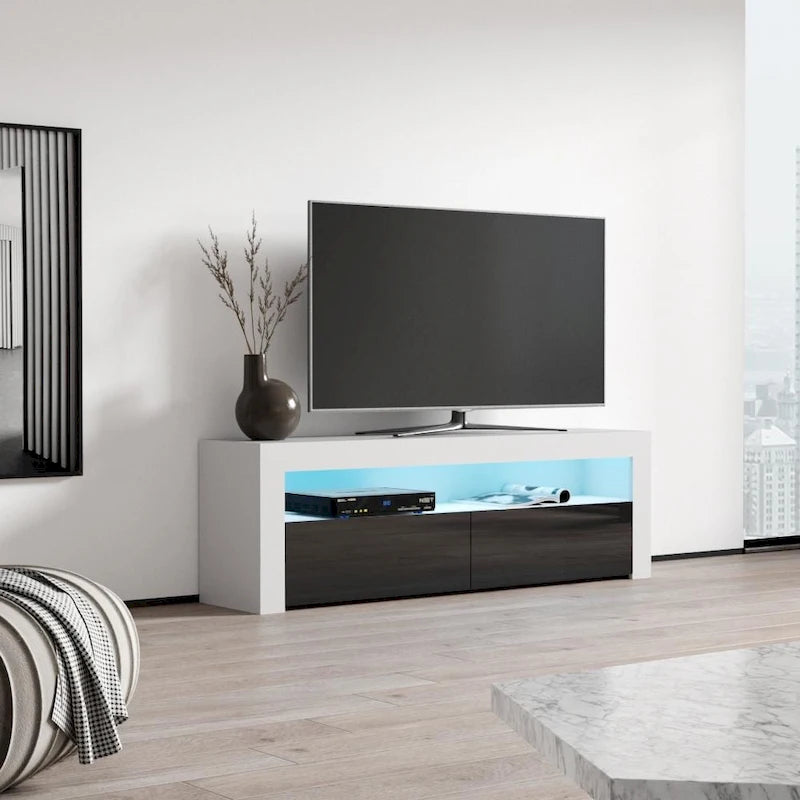 Modern 16-Color LED TV Stand with High Gloss Finish and Storage