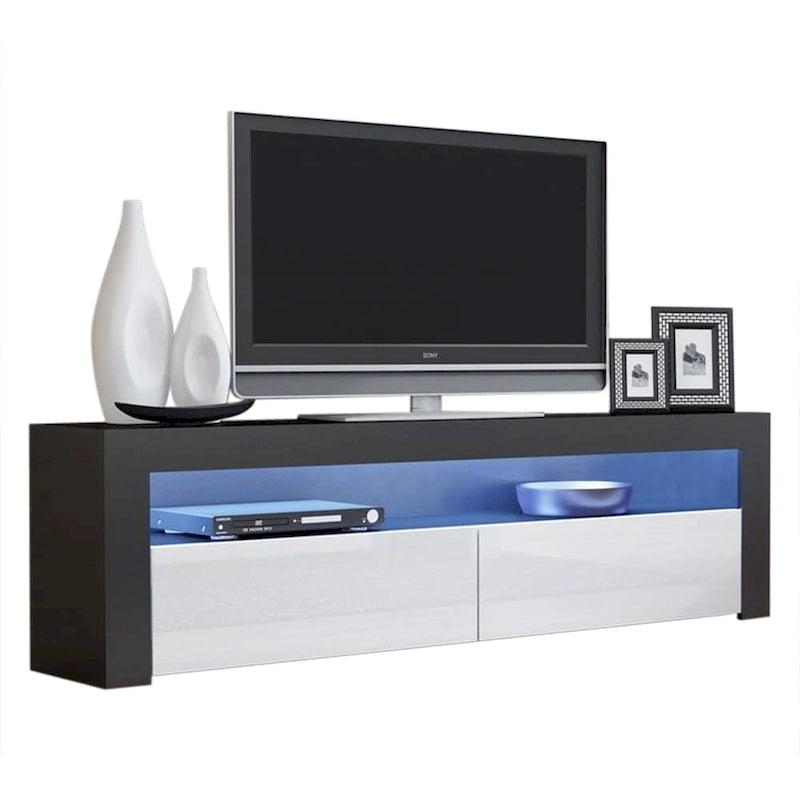 Modern 16-Color LED TV Stand with High Gloss Finish and Storage